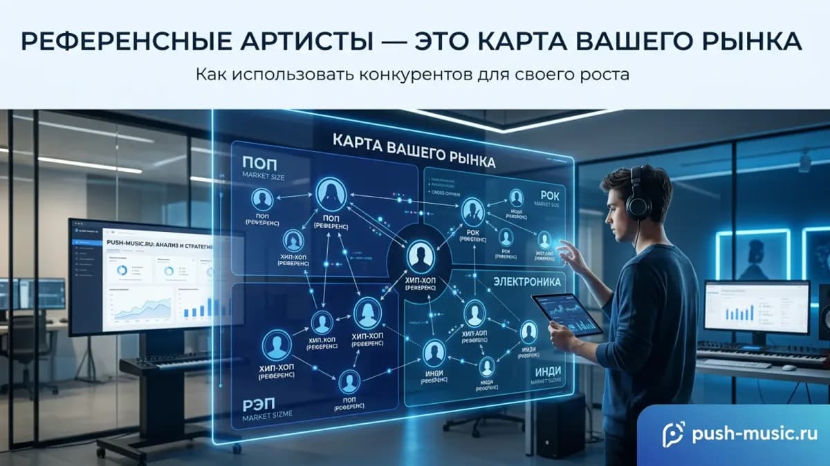 Референсные артисты — карта вашего рынка: музыкант изучает связи между исполнителями попа, рока, рэпа и электроники