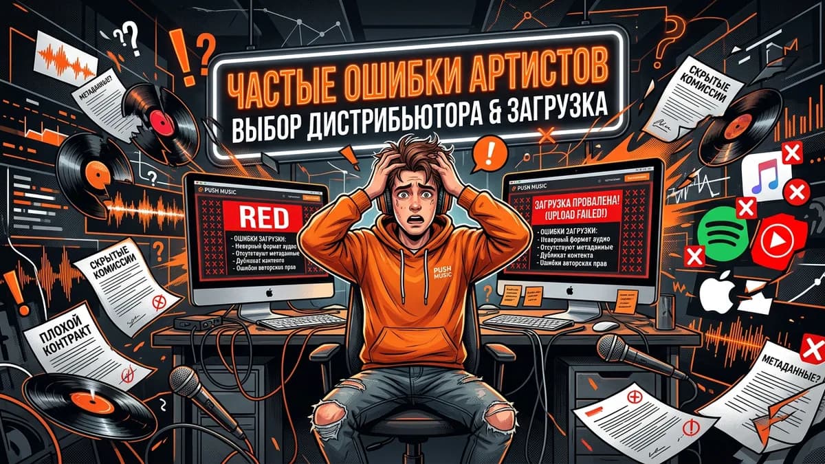 Частые ошибки артистов при выборе дистрибьютора и загрузке релиза: неточное имя, обложка, метаданные, ISRC
