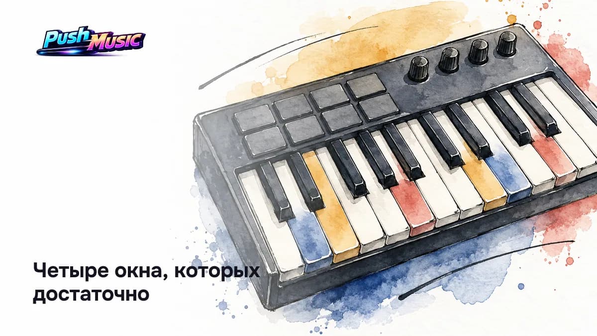 Четыре окна FL Studio, которых достаточно для начала: пиано-ролл, где быстро делаются аккорды и арпеджио