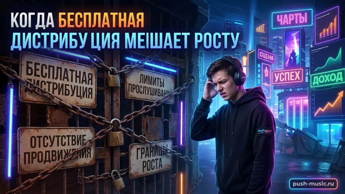 Когда бесплатная дистрибуция мешает росту: артист упирается в лимиты прослушиваний, отсутствие продвижения и границы роста