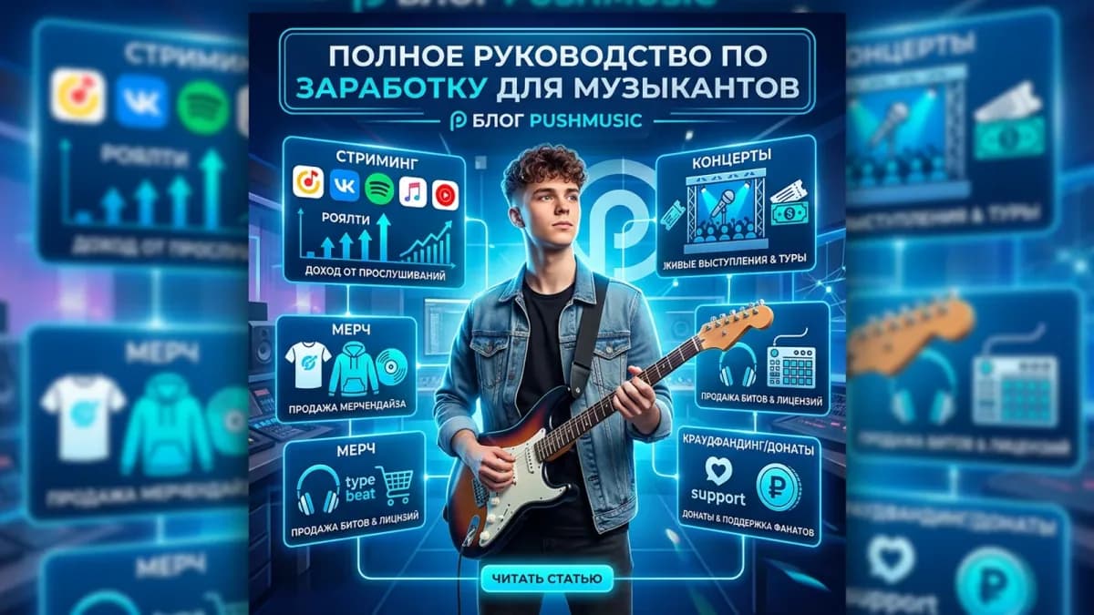Диверсификация дохода музыканта: стриминг, концерты, мерч, лицензирование и преподавание как несколько параллельных источников заработка