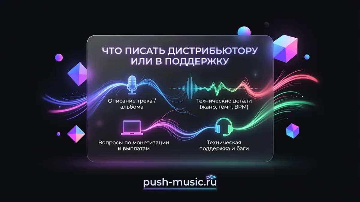 Что писать дистрибьютору или в поддержку: описание релиза, технические детали, вопросы по выплатам