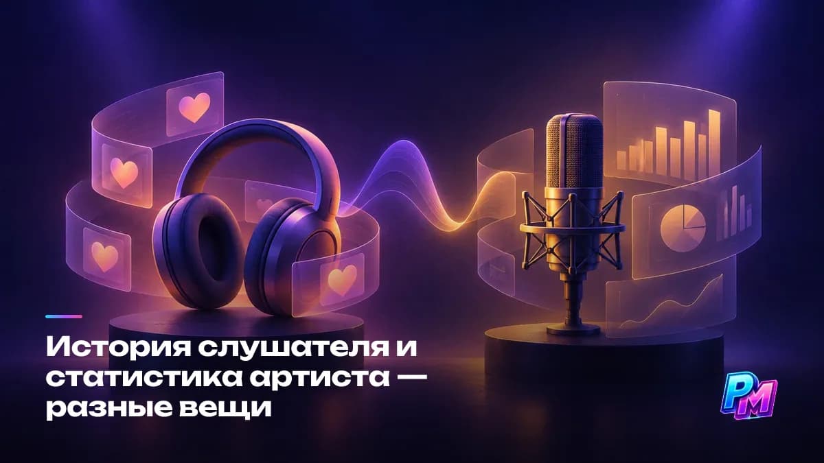 История слушателя и статистика артиста — разные данные: лайки и прослушивания у одного, обезличенные отчёты у другого