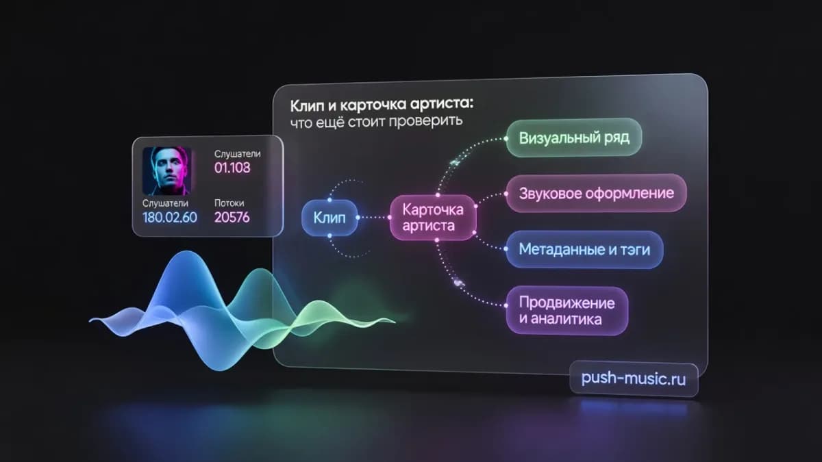 Клип и карточка артиста: визуальный ряд, звуковое оформление, метаданные и тэги, продвижение и аналитика