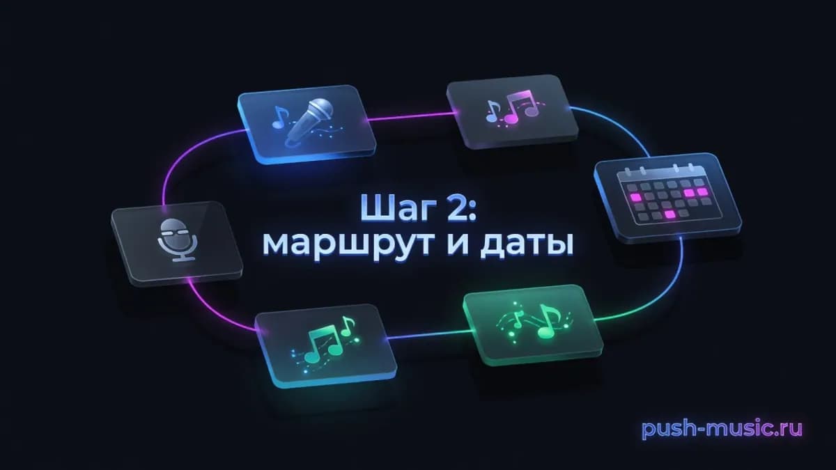 Шаг 2 организации тура: маршрут и даты выступлений в календаре
