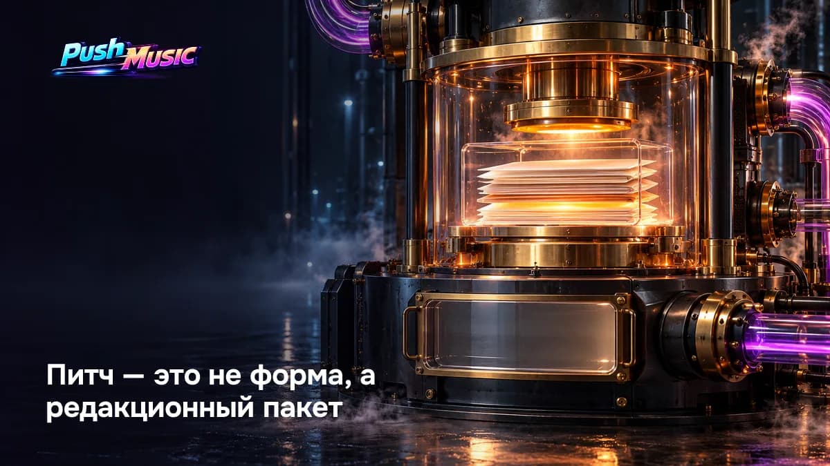 Питч — это редакционный пакет, а не форма: редактор видит описание, метаданные, карточку артиста и обложку сразу