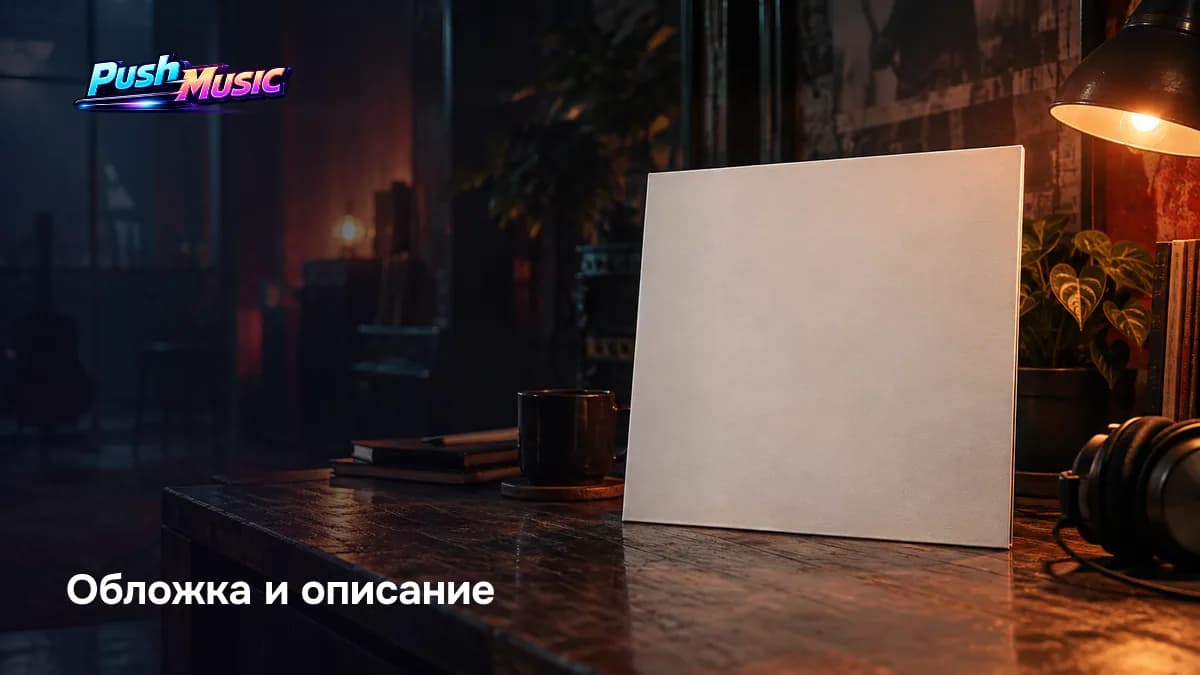 Обложка и описание плейлиста: квадратная картинка без мелкого текста, потому что в списках она показывается миниатюрой