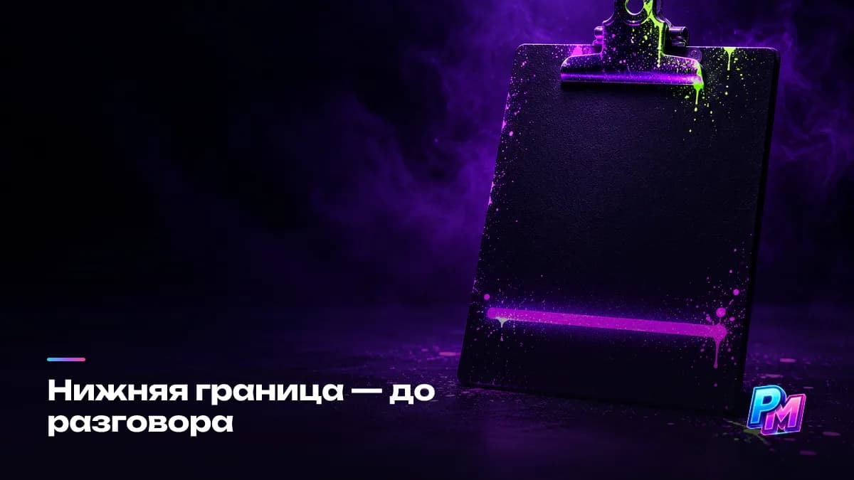 Нижняя граница — до разговора: минимальную сумму записывают заранее и считают от себестоимости — время, дорога, амортизация, налог и простой