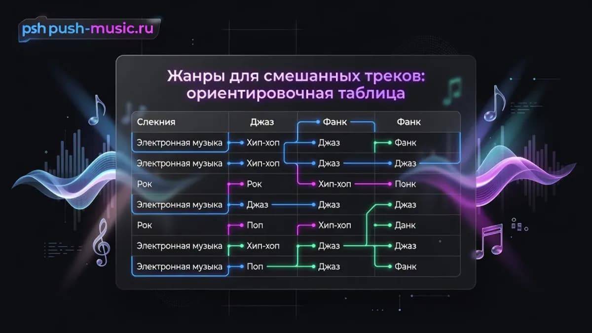 Жанры для смешанных треков: ориентировочная таблица сочетаний электроники, попа, хип-хопа, рока, джаза и фанка