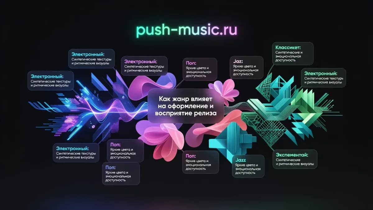 Как жанр влияет на оформление релиза: синтетические текстуры в электронике, яркие цвета в попе, эмоциональность в джазе