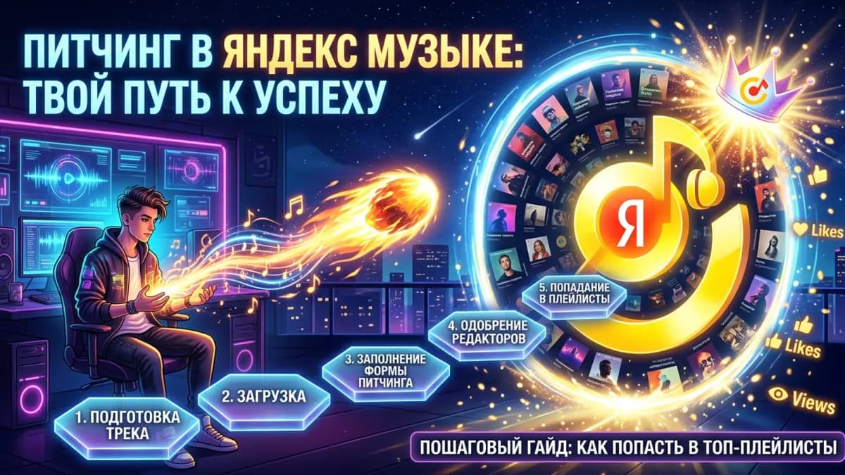 Питчинг в Яндекс Музыке: пошаговый гайд, как попасть в топ-плейлисты и редакционные подборки