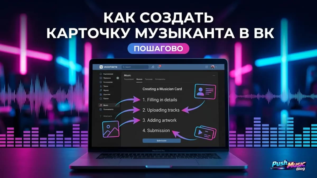 Как создать карточку музыканта в ВК пошагово: заполнение профиля, загрузка треков, обложка, отправка заявки