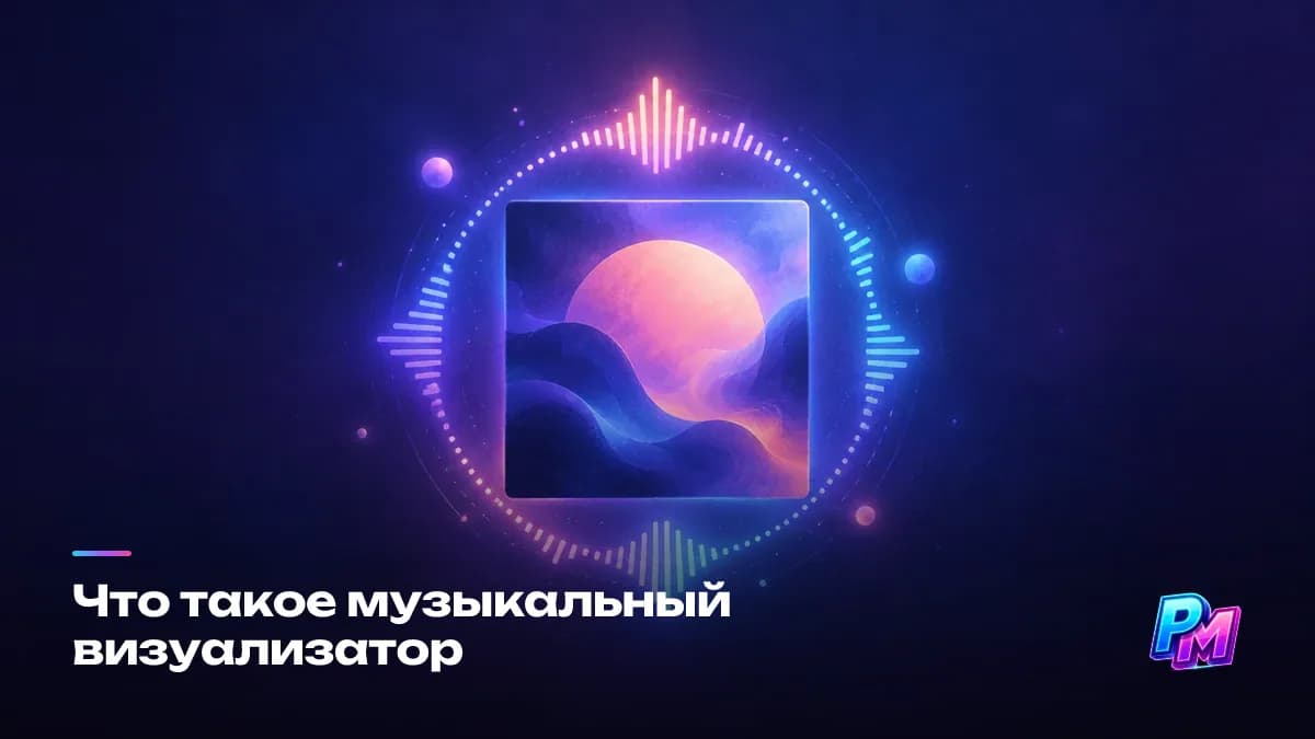 Музыкальный визуализатор: обложка и анимированная звуковая волна вместо снятого видеоряда