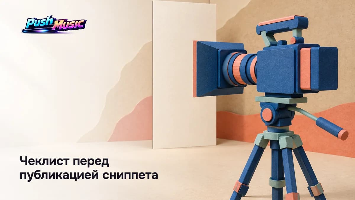 Чек-лист перед публикацией сниппета: формат 9:16, хук в первые секунды, субтитры и длина 15–30 секунд