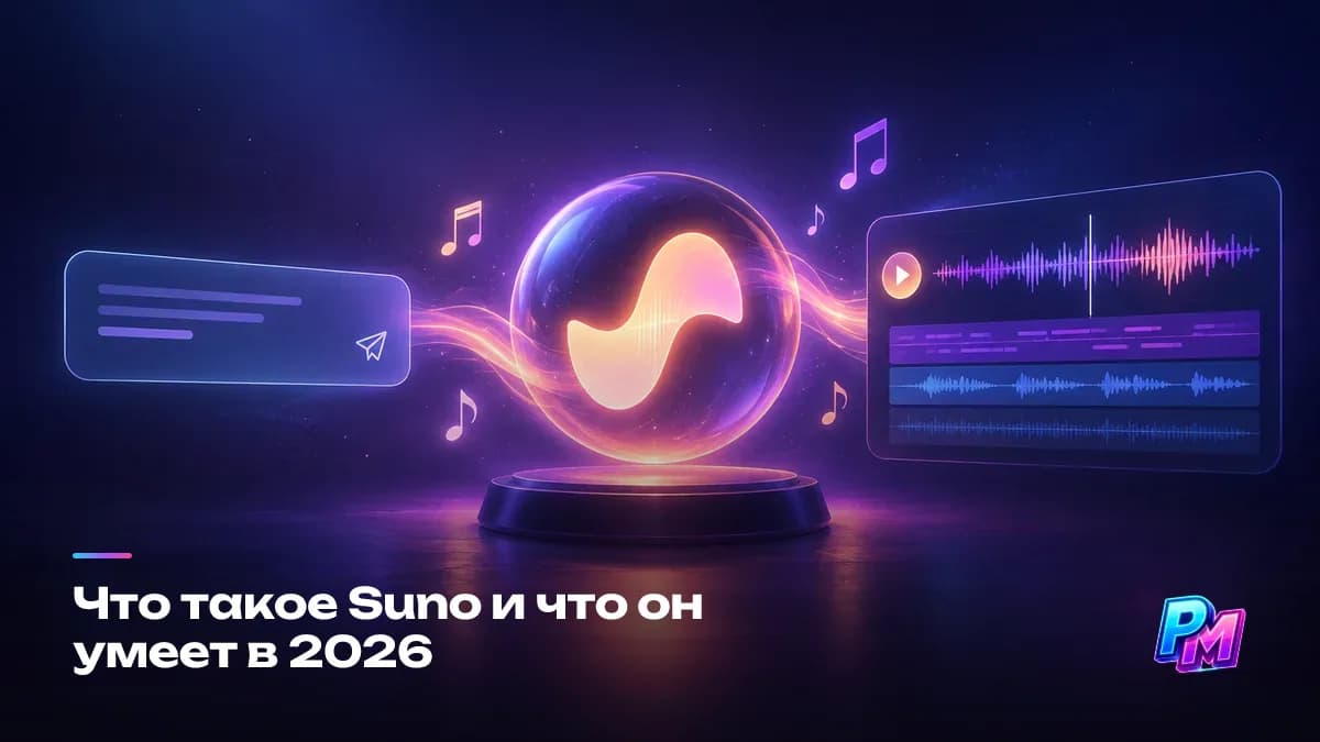 Suno: текстовый промт на входе — готовый трек с вокалом и аранжировкой на выходе
