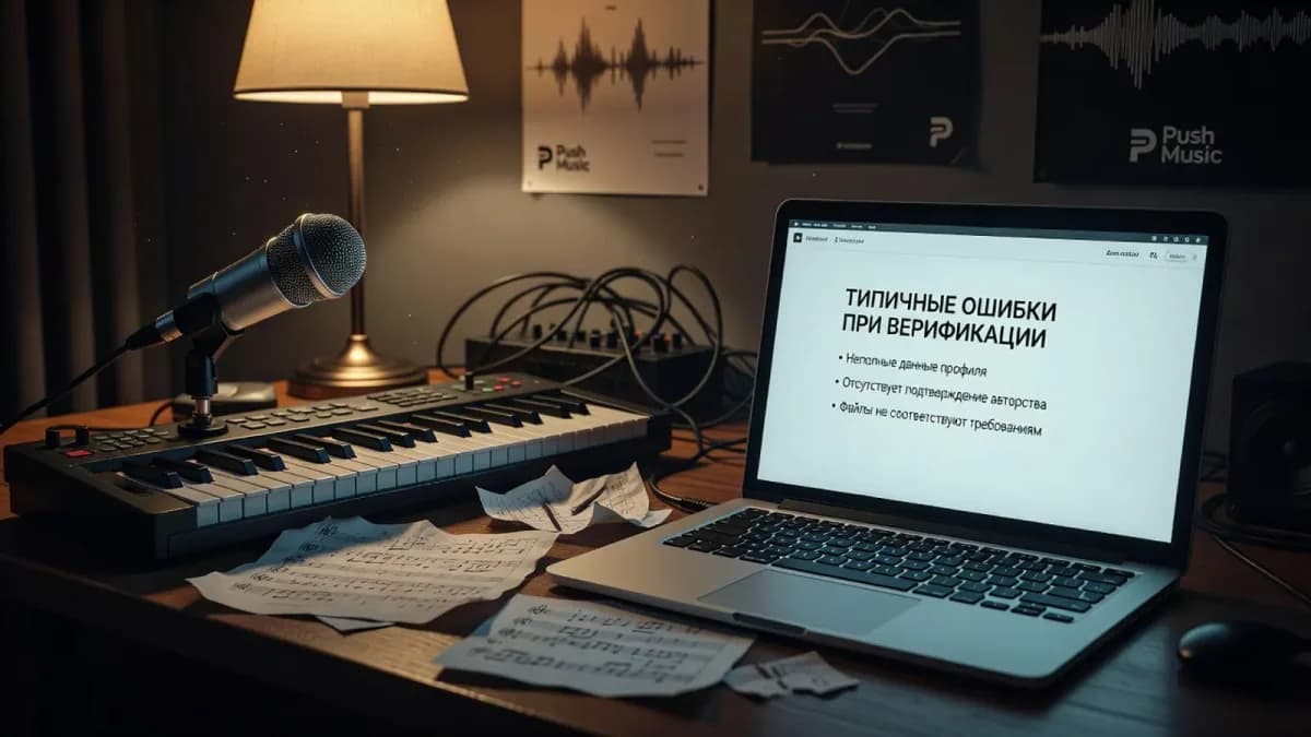 Типичные ошибки при верификации: неполные данные профиля, отсутствие подтверждения авторства и файлы не по требованиям