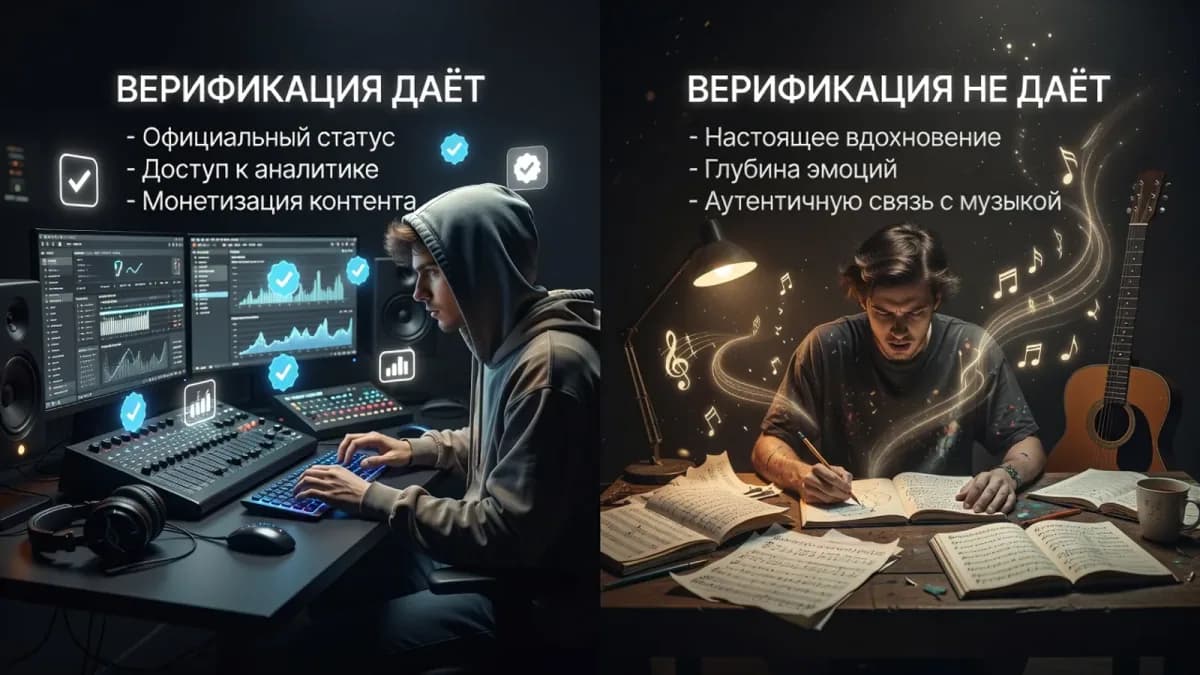 Что верификация даёт, а что — нет: официальный статус, доступ к аналитике и монетизации, но не рост прослушиваний