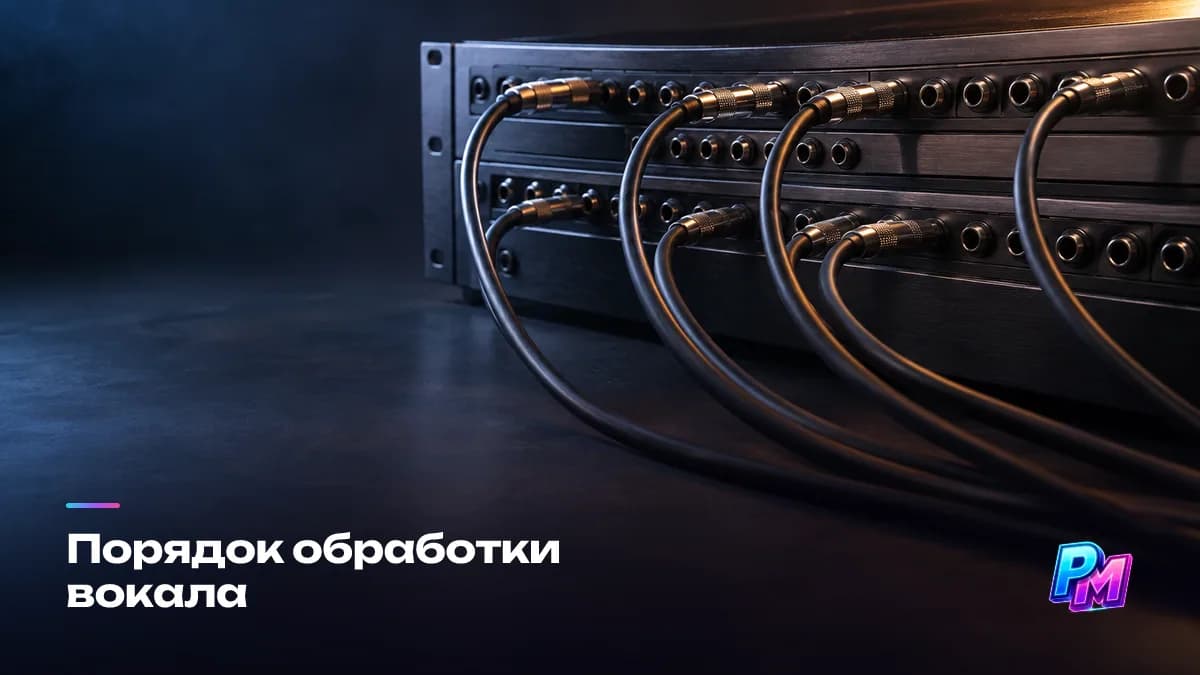 Цепочка обработки голоса по шагам: срез низа и узких резонансов, ручная автоматизация фраз, две мягкие ступени компрессии, тон, де-эссер после подъёма верха и эффекты посылами