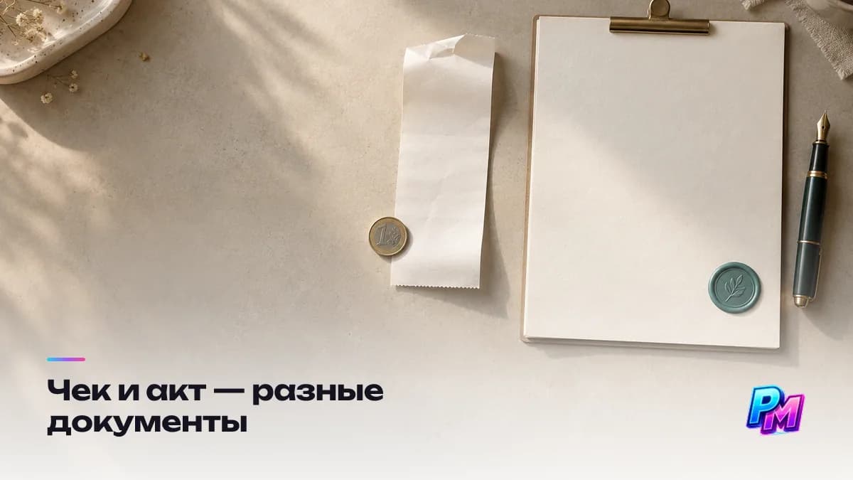 Чек и акт — разные документы: чек подтверждает, что деньги получены и налог уплачен, акт — что работа выполнена и претензий нет, договор фиксирует условия до работы