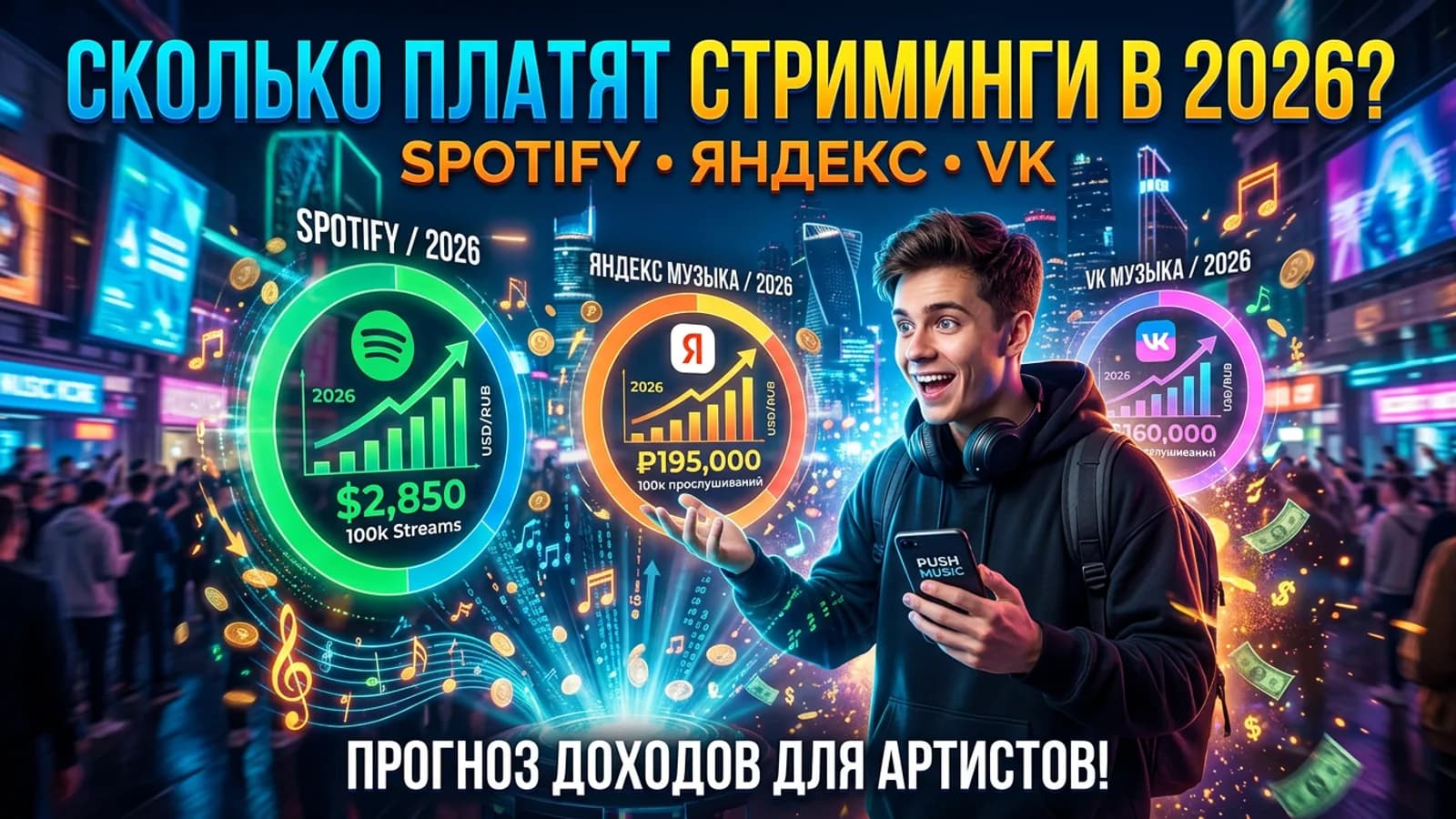 Сколько платят стриминги в 2026: Spotify, Яндекс, VK